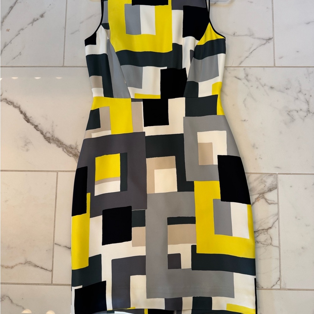 Kate Spade Black and White Asymmetrical Sheath Midi Dress